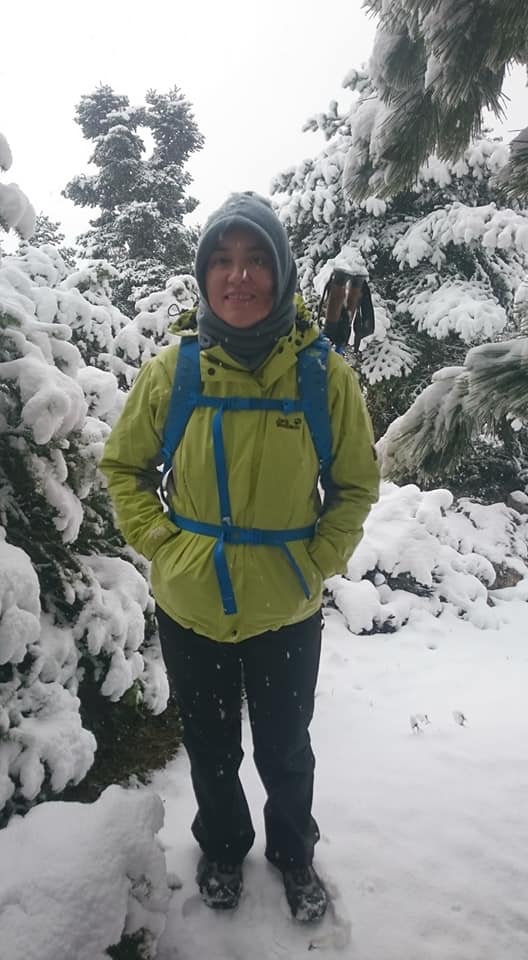 Evgenia owner of TRavel the Greek Way in snow Parnitha