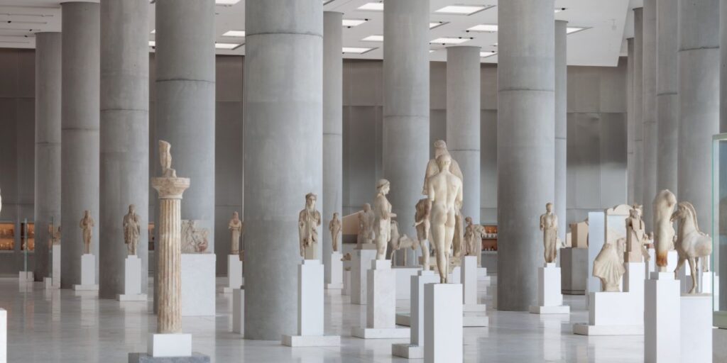 acropolis-museum chamber full of ancient statues