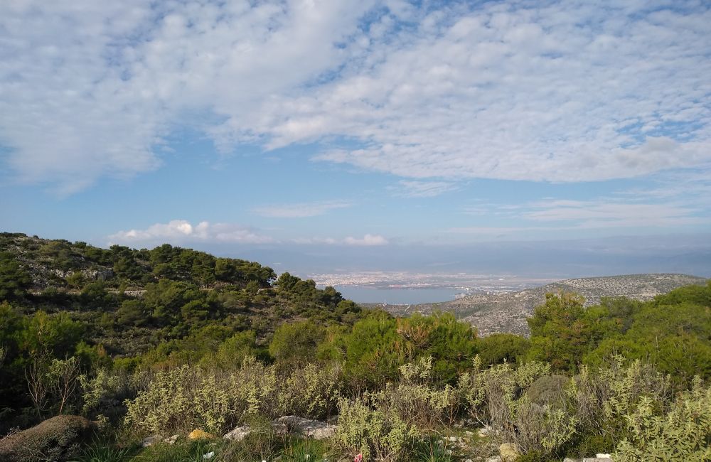 Best Hikes near Athens, Aigaleo mt Athens Greece with low vegetation