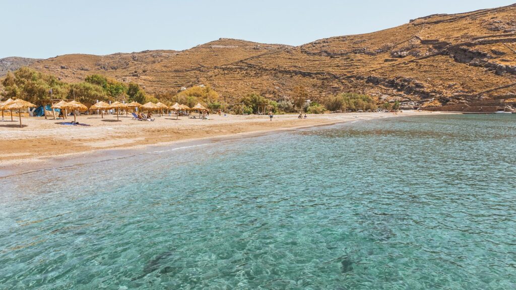 Greek Island hiking pisses beach on Kea