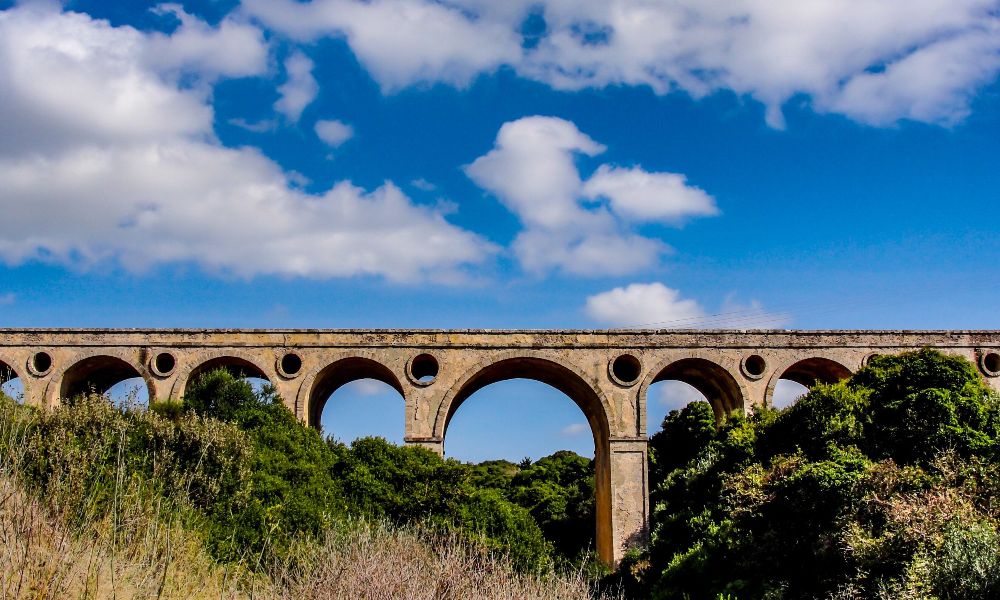 Katouni Bridge With Beautiful Blue Sky in Kythira Island Greece.