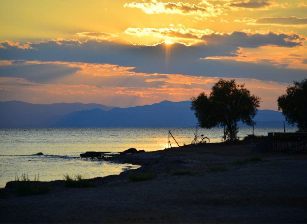 Aegina island seaside sunset