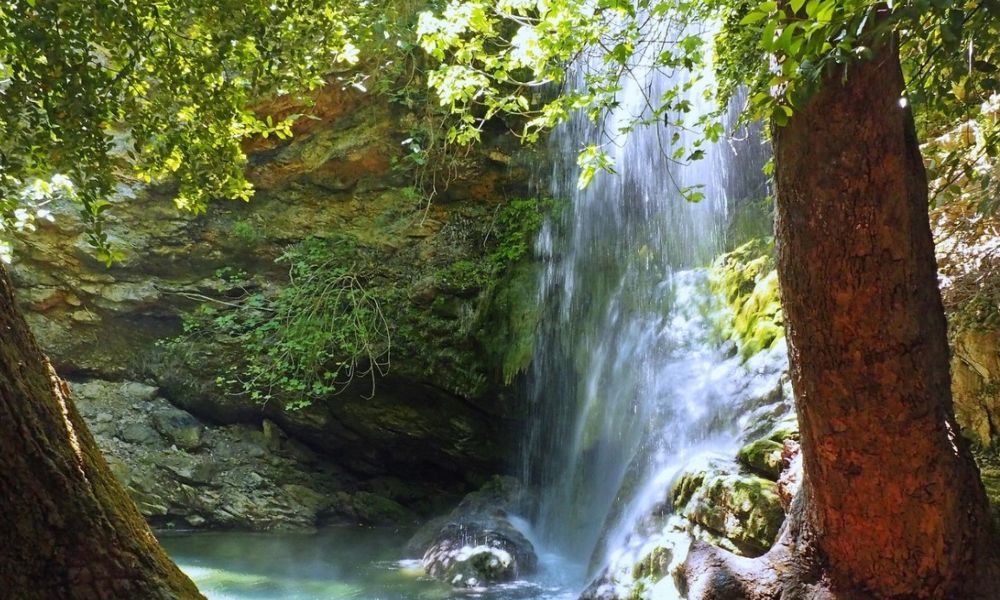 Waterfalls with a lot of Green in Fonissa Kythira Island Greece.