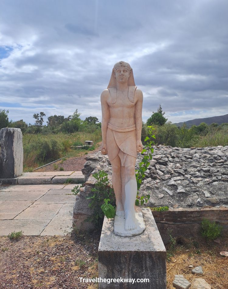 Replica statue of an Egyptian goddess at the Sanctuary of the Egyptian Gods in Marathon, Greece.