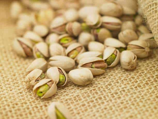 A small amount of pistachio nuts. 