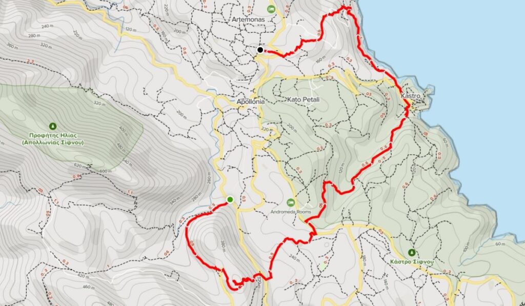  All Trails Map of Trail 1 on Sifnos Greece