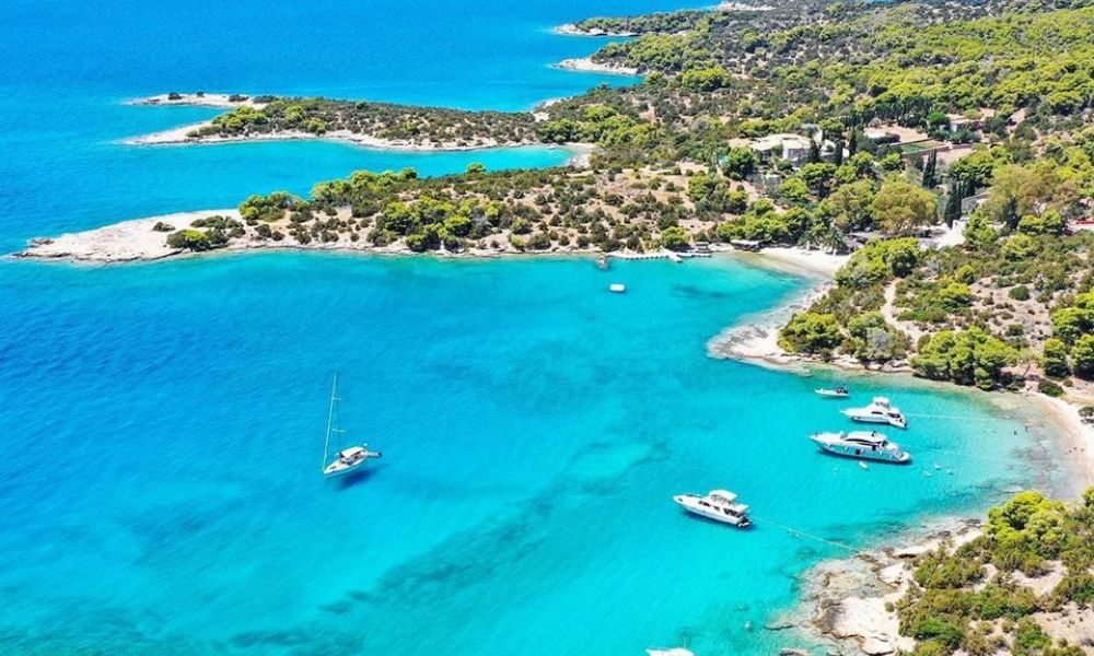 A view from Porto Heli taken from a drone in Peloponnese. 