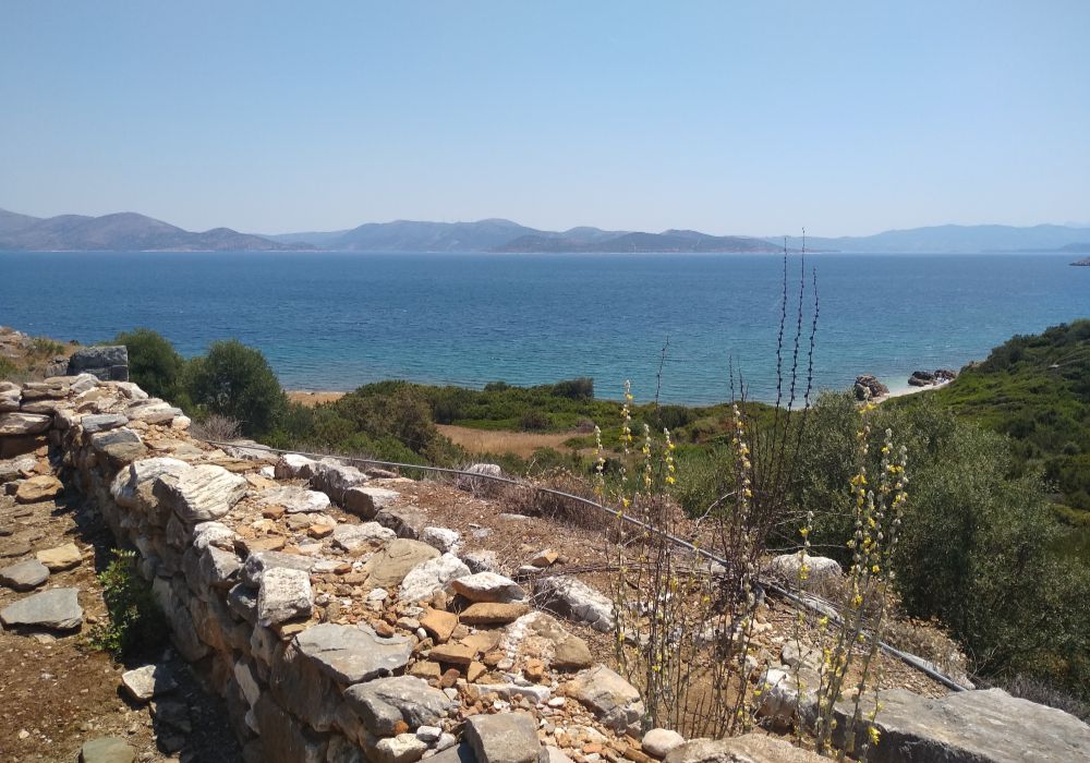 Ramnous seaside. Right across is Evia Island. In Ramnous Athens Greece.