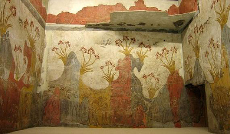 Fresco in ancient  Santorini