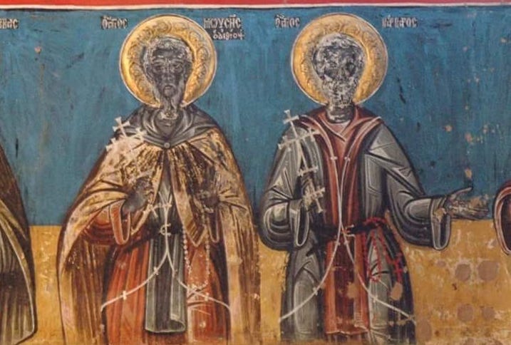 Black orthodox Saints in Milies Pelion Greece.