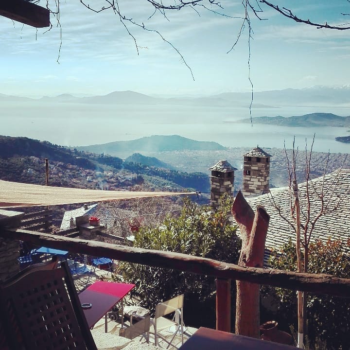 A view of a cloudy day from Pachalis Art House in Makrinitsa Pelion Greece.