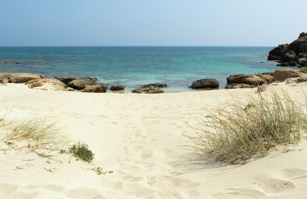 Elafonissi beach in a sunny day in Chania Crete Greece.