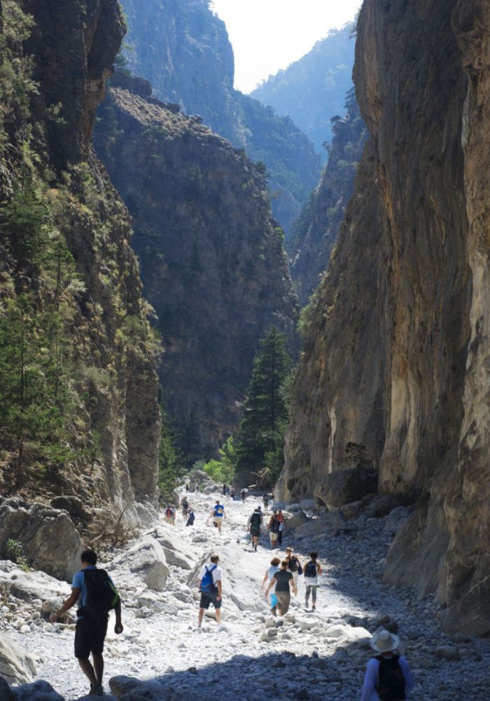 Hike Safely in Greece, samaria_gorge in crete with hikers