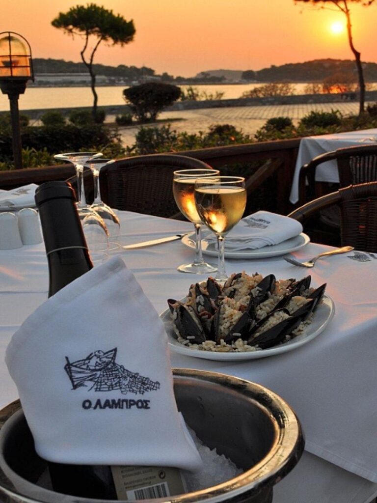 Best Seafood restaurants in Athens,  Lambros Seaside restaurant in Vouliagmeni in Athens Greece.