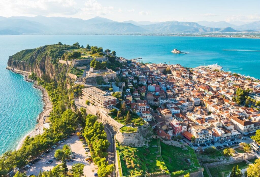 nafplio in the Peloponnese aerial view
