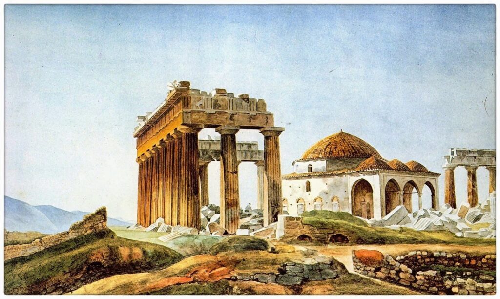 Ottoman Monuments, Parthenon with the Ismainti mosque.