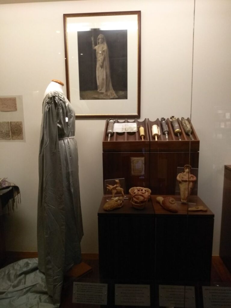 Exhibits in Athens Jewish Museum, a  woman's costume and objects