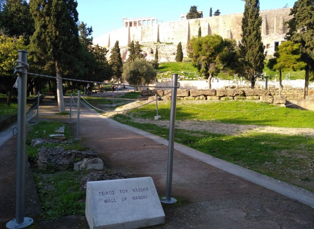 The remains of Haseki wall Acropolis. Ottoman monuments in Athens.