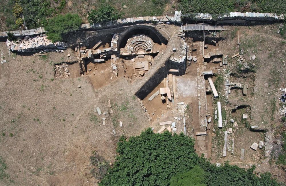 Paleopolis in Andros from a drone