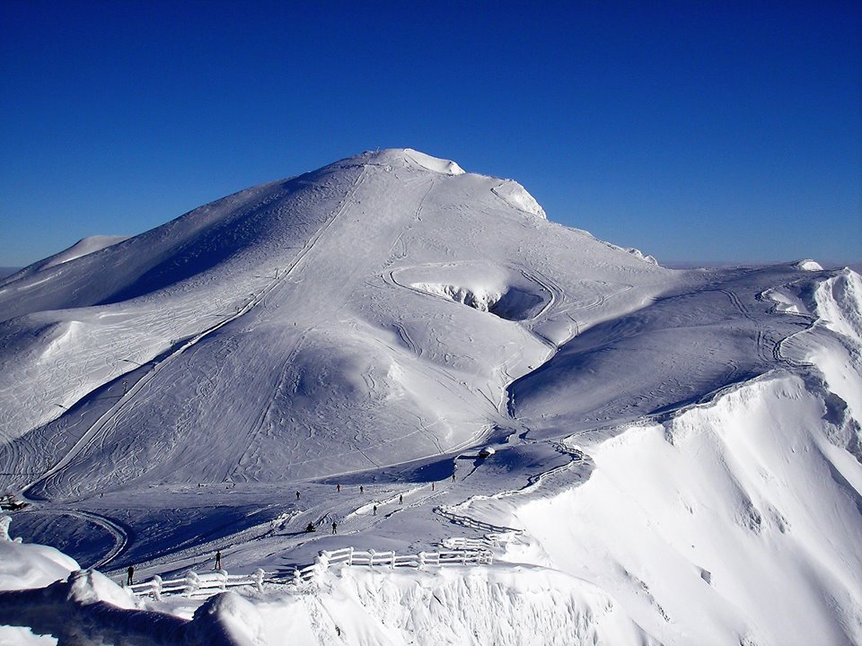 Olympusmountain slope covered in snow. One of the best ski resorts in Greece.