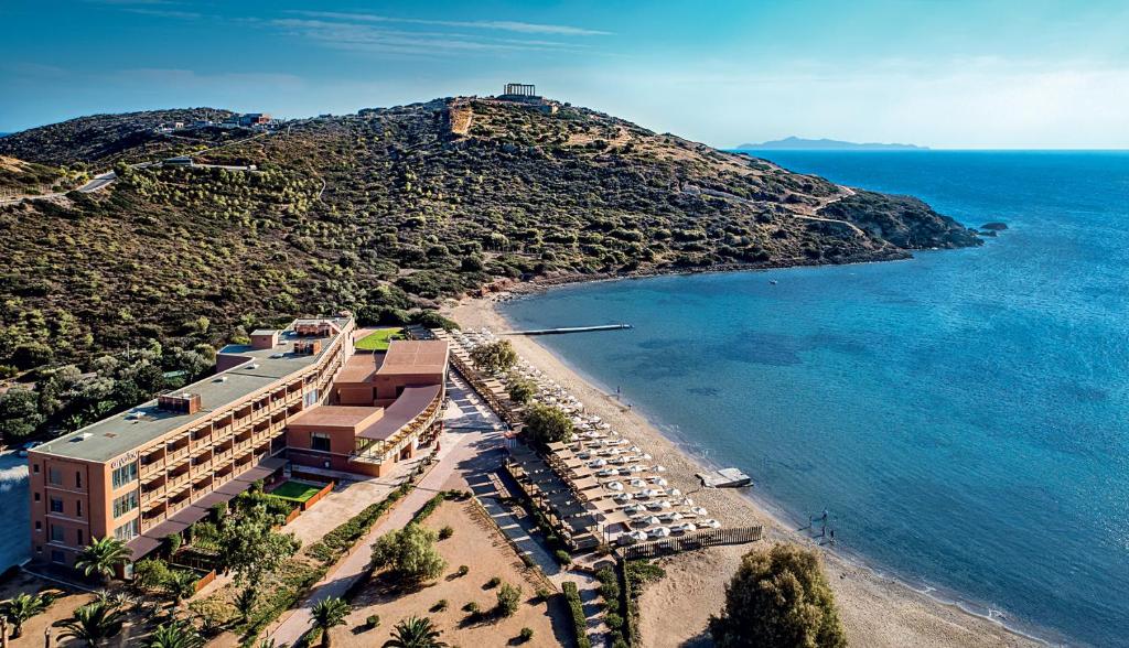 Best Athens Beach Hotels: Aegeon Beach hotel taken from a drone. 