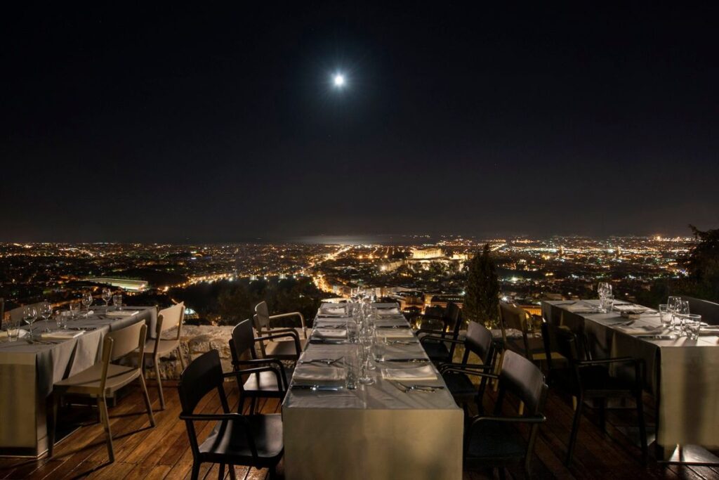 Christmas in Athens, Lycabettus restaurant with Acropolis view