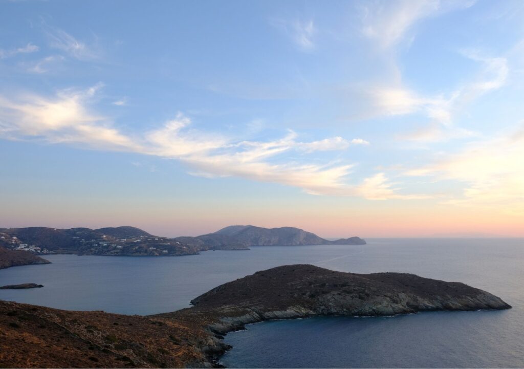 Rugged mountain in Syros Island taken from a drone.