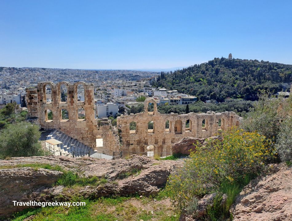 The Odeon of Herodes Attikus in Acropolis of Athens Greece.