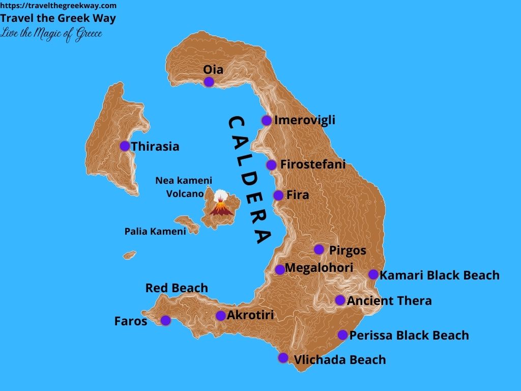 Santorini Map with best things to do