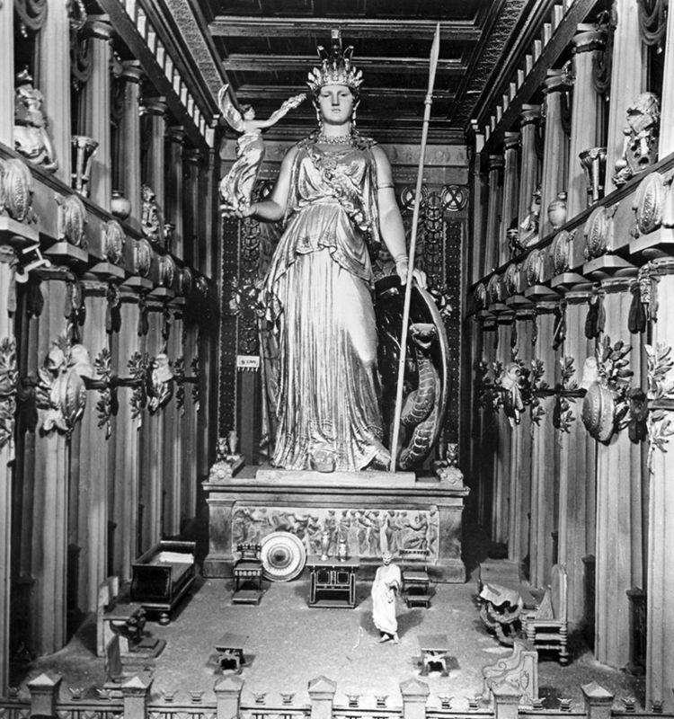 Reproduction of the internal part of Parthenon with Athena Statue - Hulton Archive 