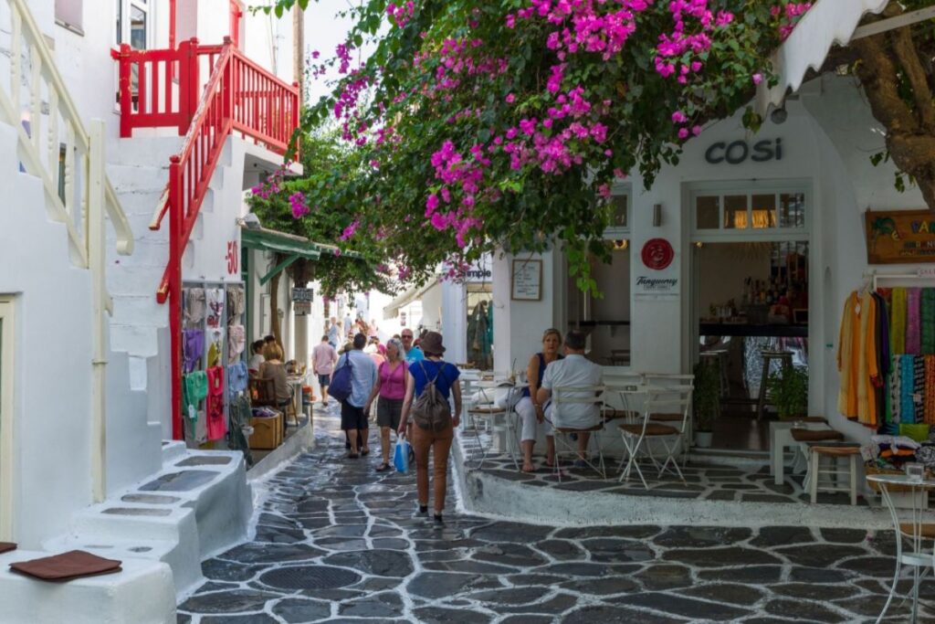 Mykonos Chora Matogianni street with shops