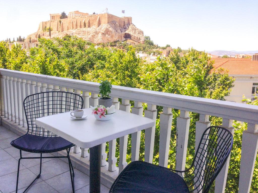 View to Acropolis Hill from the balcony of Apartment Athens Grand Suites.Where to Stay in Plaka Athens.
