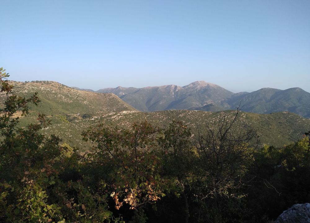 The landscape in the area of the Temple. Temple of Apollo Epicurius at Bassae of Phigaleia.