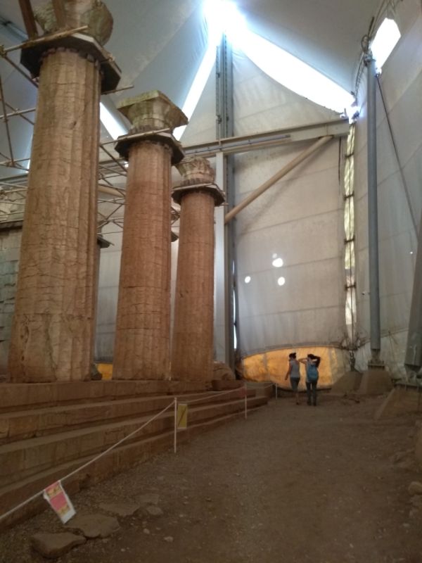 Temple of Apollo Epicurius at Bassae with visitors