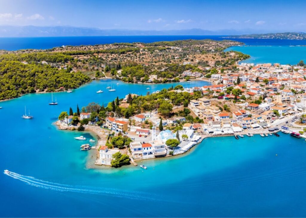Porto Heli in the Peloponnese from a drone.