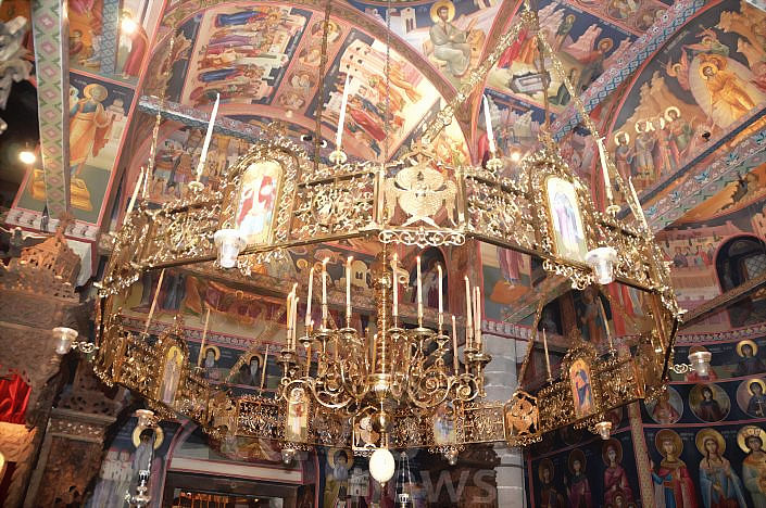 Inside of Agios Stefanos chandelier.