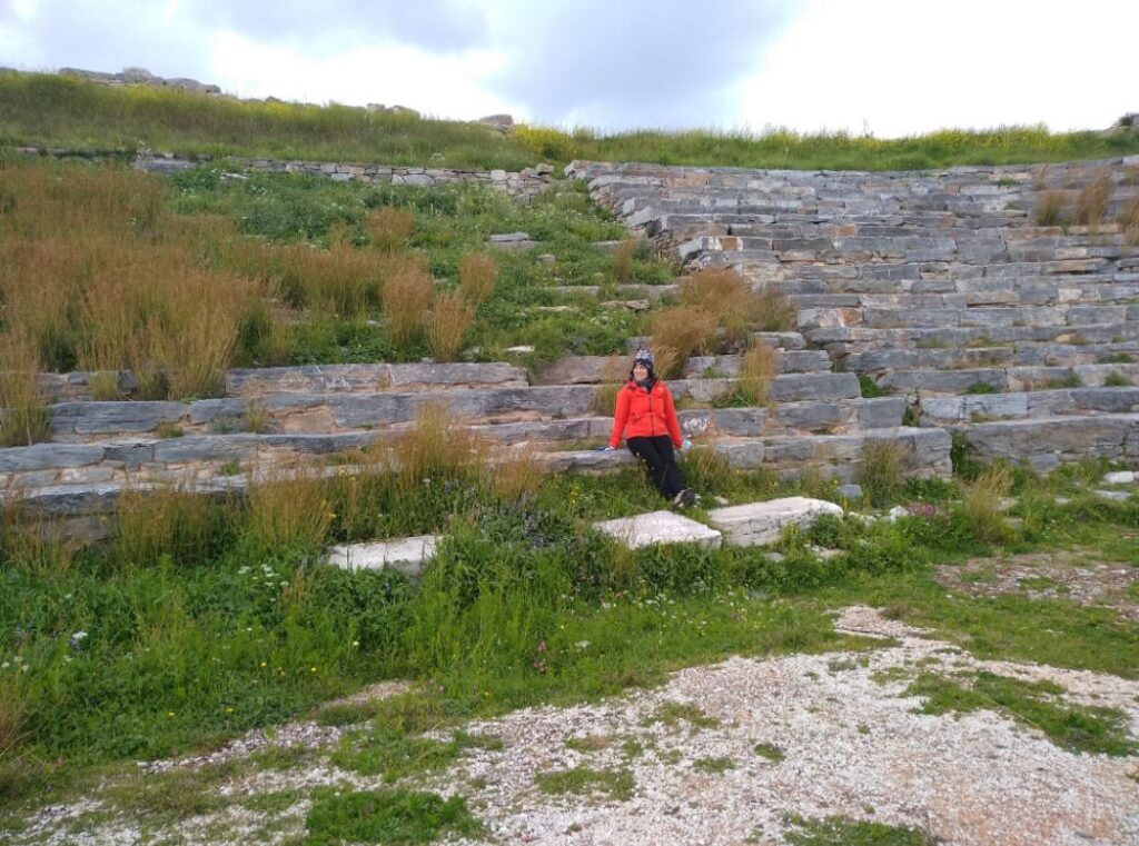 Ancient Theater of Thorikos, Evgenia sitting on the thetre