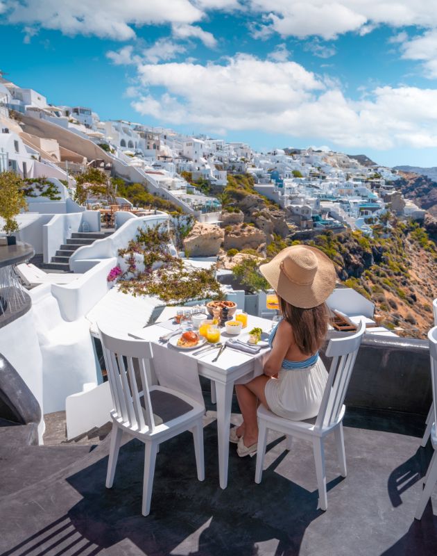 Greece in June, Santorini breakfast