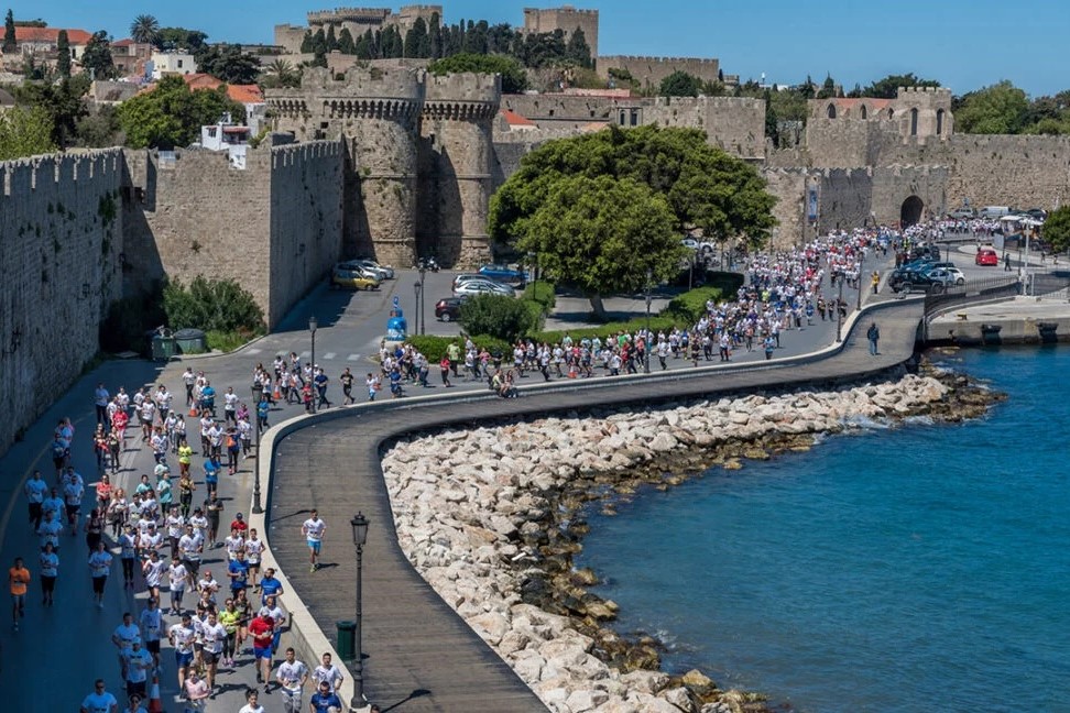 Runners at Rhodes International Run by the old medieval town