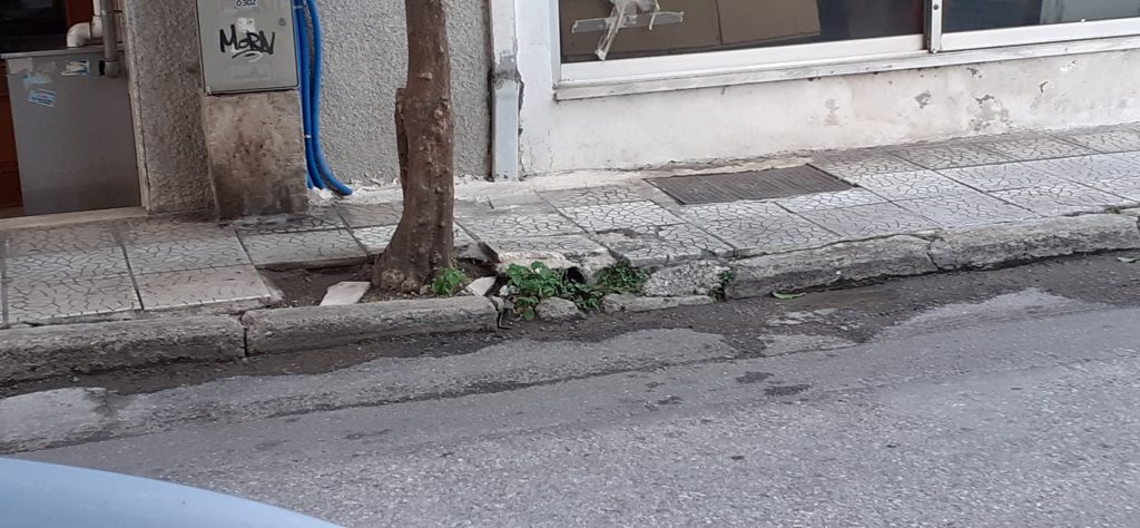 A usual pavement in Greece. Greece for mobility-impaired.