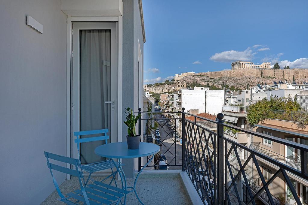A view to Acropolis from the balcony of Acron suites.  Athens Budget Apartments.