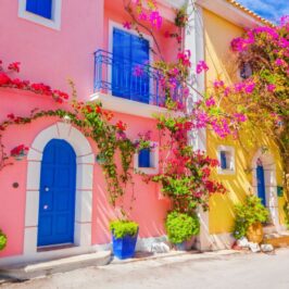 Best Things to Do on Kefalonia Island, bougainvillea houses