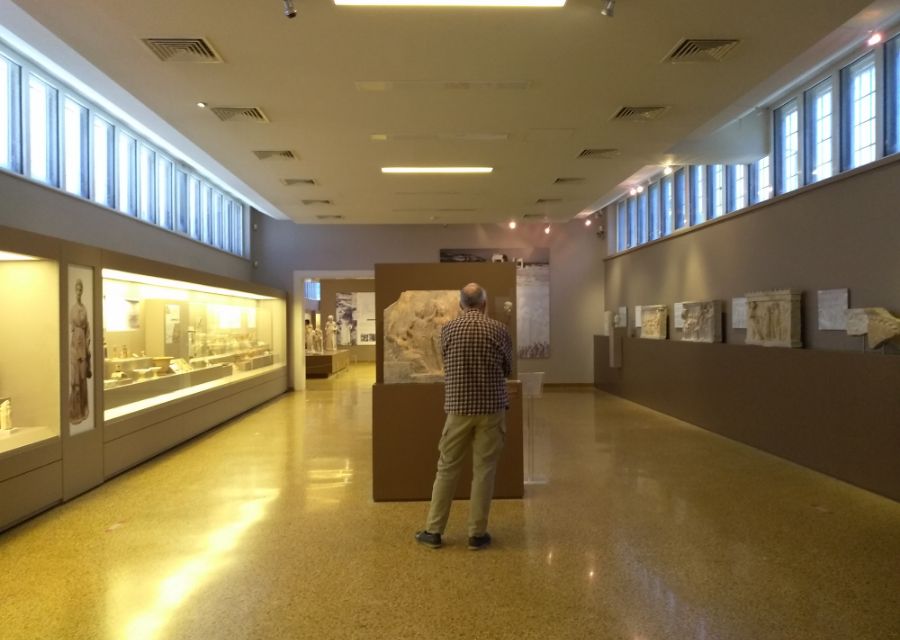 A man looking at an exhibit in 