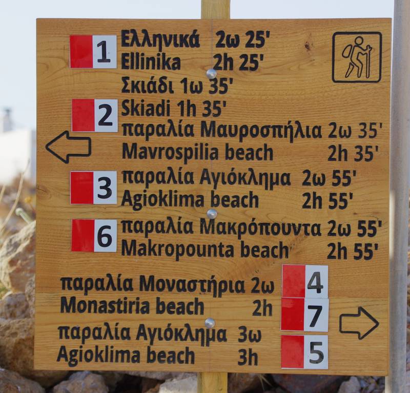 Signpost for hiking in Greece.