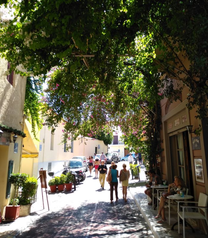 People walking in a Plaka street, old Athens
