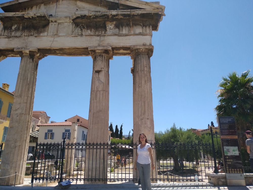 Evgenia outdie the The Roman Agora of Athens,