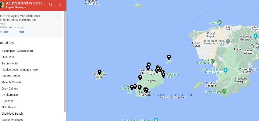 What to do on Agistri island, Map