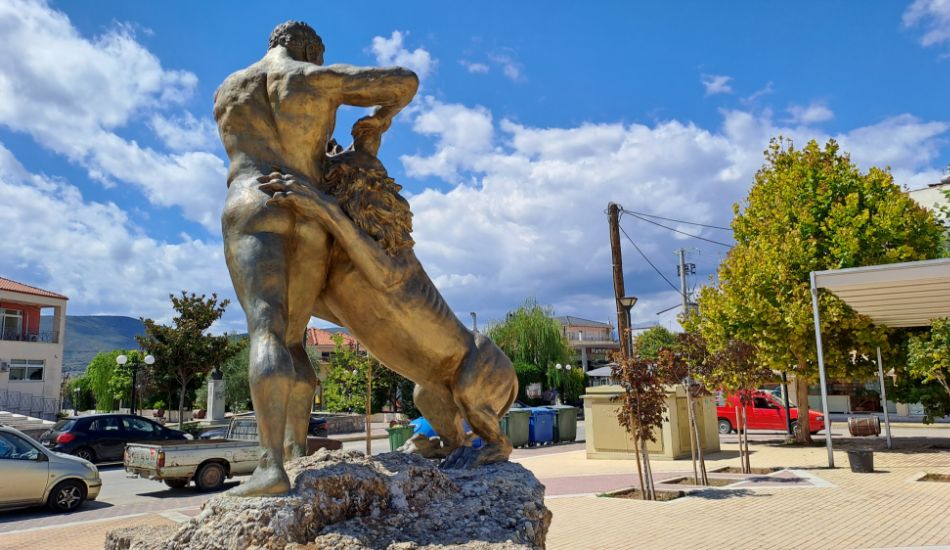 wine tasting in Greece, Nemea Hercules statue