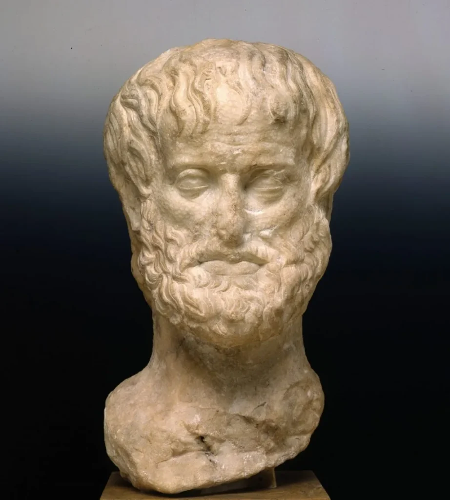 Head of Aristotle. Pentelic marble. Found near the Southeast Fountain House in the Athenian Agora, in 1894. National Archaeological Museum, Athens