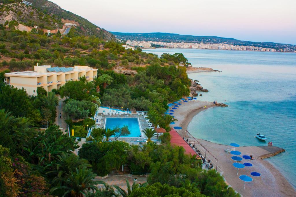  Loutraki Greece, aerial view of the  lovely seaside Hotel Pappas.